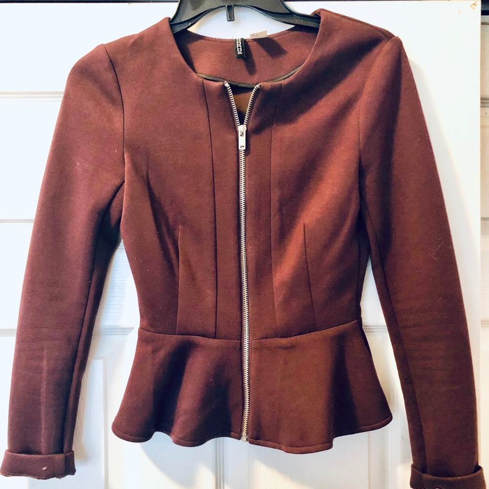 H&M Burgundy Peplum Jacket